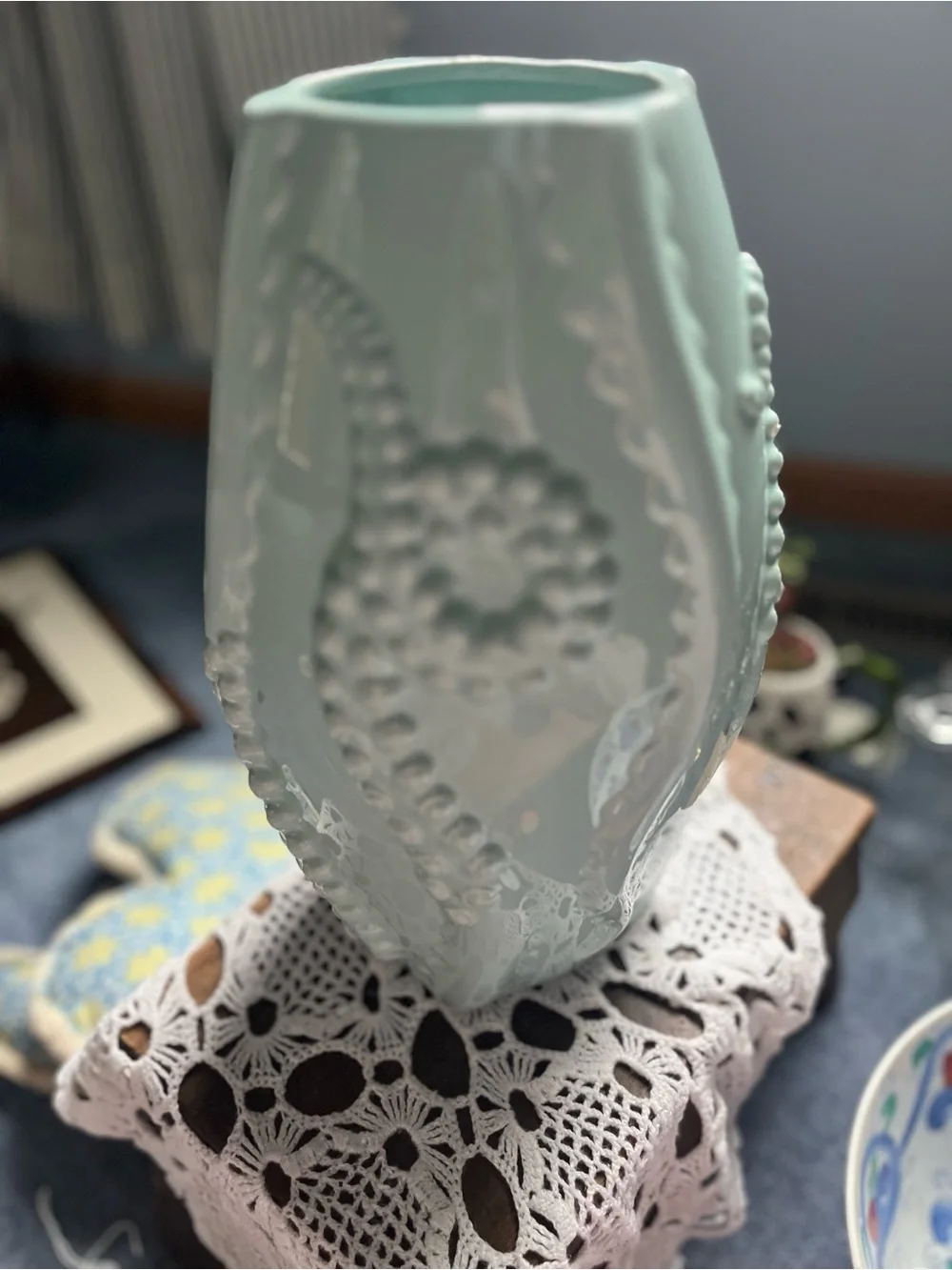 Seafoam Green Textured Ceramic Vase
